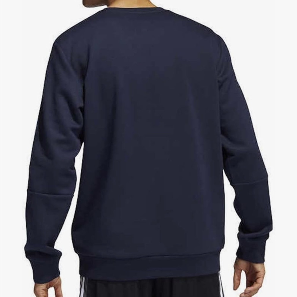 Adidas Sweatshirt Mens Navy Three Stripe Logo Pullover Soft Stretchy - Picture 3 of 6
